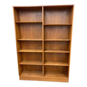 Mid Century Danish Modern Hundevad Style 2 Row Teak Bookcase