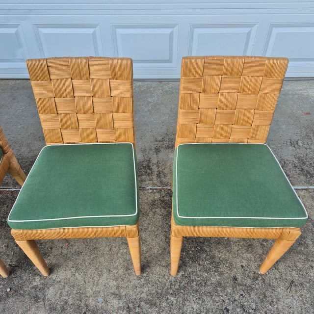 Contemporary 1990s Bielecky Brothers Organic Modern Coastal Cane Rattan Dining Chairs, Set of 4 For Sale - Image 3 of 9