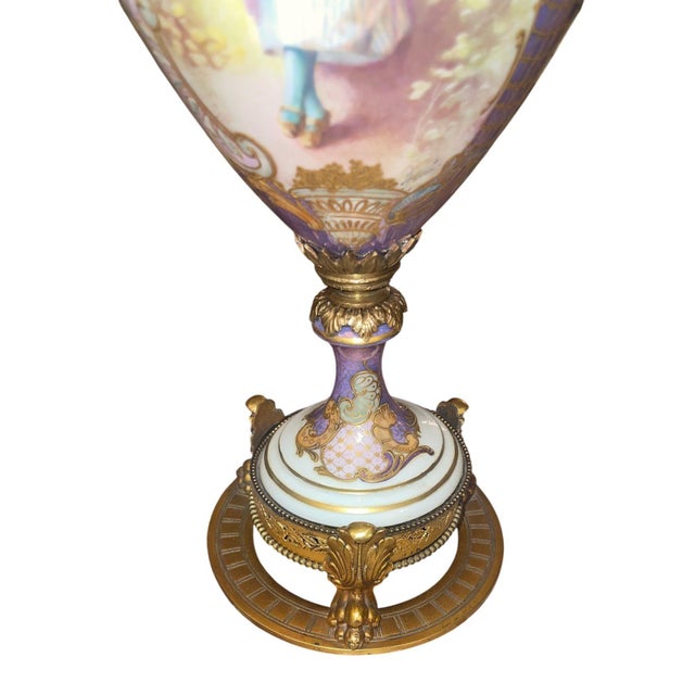 White Antique 19th Century French Sevres Porcelain & Bronze Vase. Signed Maxant. For Sale - Image 8 of 12