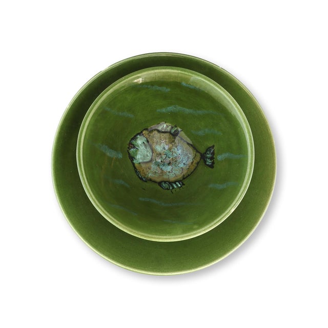 French 1960s French Fish Dinnerware Set, Service for 12 - 13 pcs For Sale - Image 3 of 7
