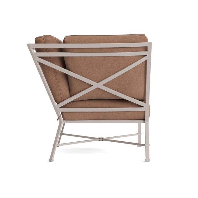 Contemporary Brown Jordan Venetian Corner Sectional, Dove frame with Fusion Clay fabric For Sale - Image 3 of 11