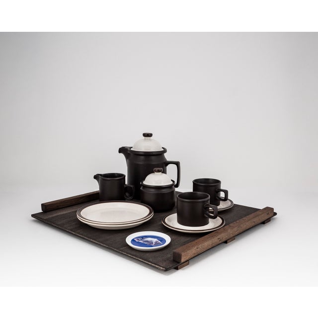 Bauhaus Brutalist Tête-À-Tête for Two on Wooden Tray from Doverstone & Fürstenberg, 1960s, Set of 12 For Sale - Image 3 of 14