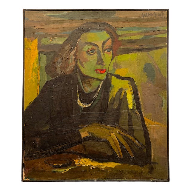 Luc Perot, Colette Woman Wearing, 1947, Oil on Canvas For Sale
