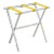 White Wood Bamboo Inspired Luggage Rack with 3 Yellow Nylon Straps For Sale