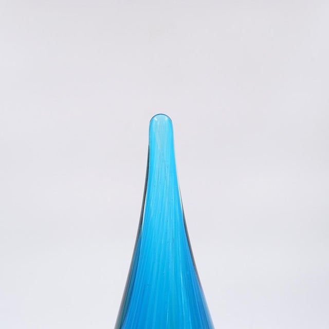 Contemporary Art Glass Sculpture in the Shape of a Teardrop in Shades of Blue and Green by Flavio Poli For Sale - Image 3 of 10
