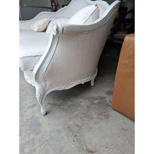 Ralph Lauren Ralph Lauren Home–Style Louis XV Carved Wood Sofa in Ivory Damask For Sale - Image 4 of 4