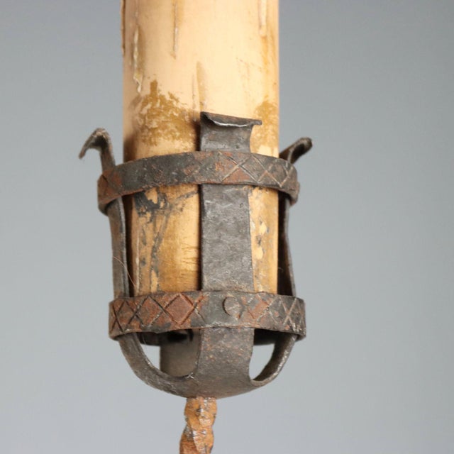 Antique Italian Torchère in Wrought Iron with Twisted Serpent, 1800s For Sale - Image 4 of 9