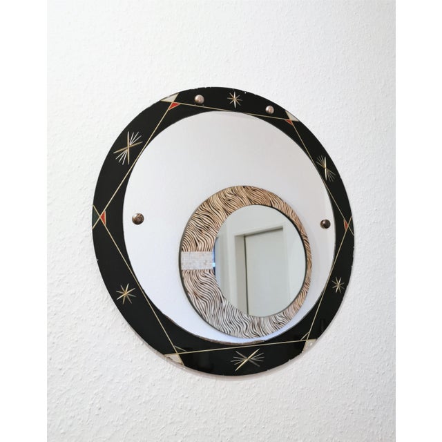 1960s Vintage Space Age Wall Mirror, MCM 60s German Rockabilly Art Glass For Sale - Image 5 of 10