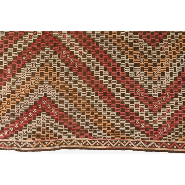1960s Mid 20th Century Handwoven Large Concentric Diamond Tribal Rug For Sale - Image 5 of 10