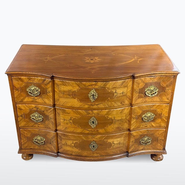 Baroque Antique Baroque Chest of Drawers with Inlays, 1790s For Sale - Image 3 of 11