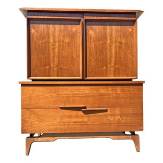 Mid Century Modern Vintage Tall Dresser High Boy Floating Design Parvin Style For Sale
