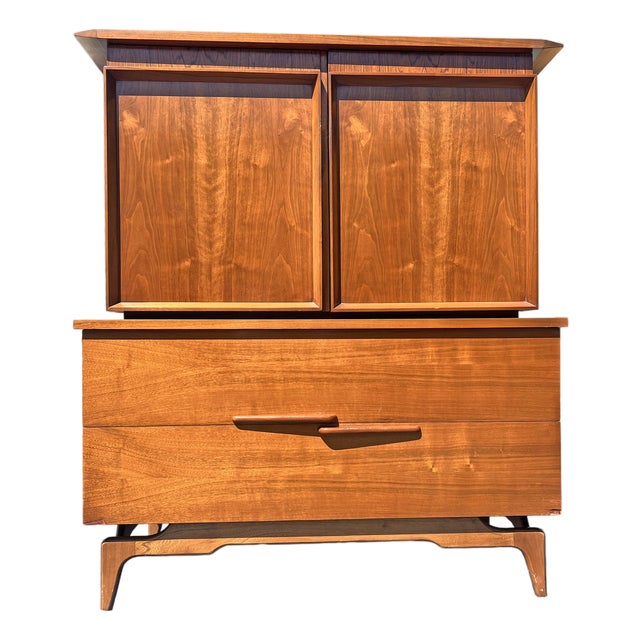 Mid Century Modern Vintage Tall Dresser High Boy Floating Design Parvin Style For Sale