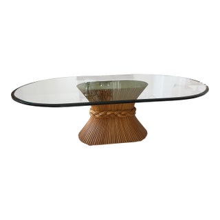 1970s Mid Century Modern McGuire Sheaf of Wheat Dining Table For Sale