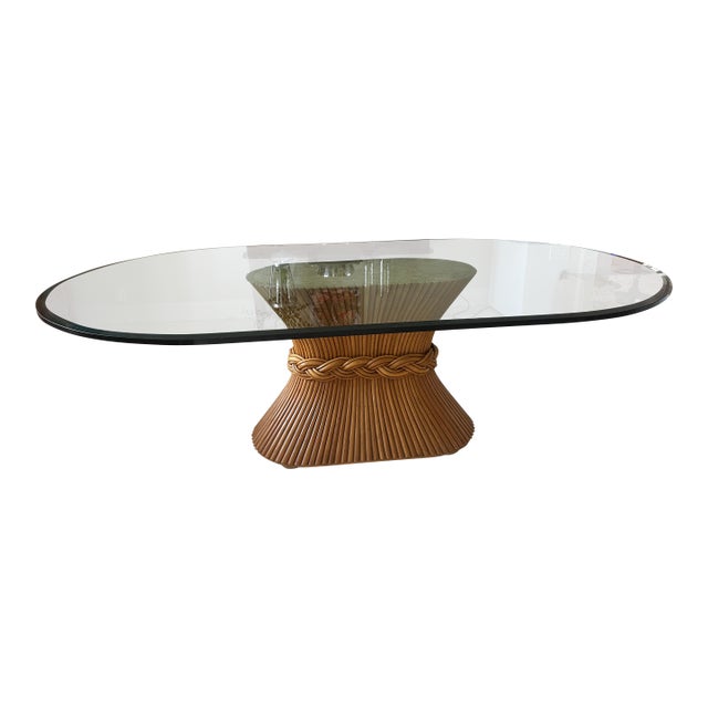 1970s Mid Century Modern McGuire Sheaf of Wheat Dining Table For Sale