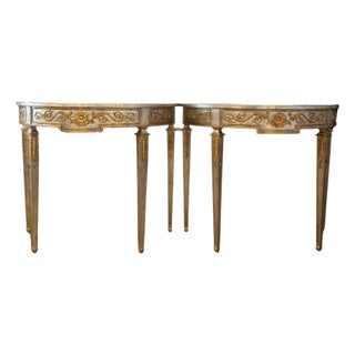 1980s Pair of Maitland-Smith Demi-Lune Console Tables For Sale