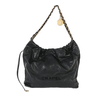 So Black Quilted Caviar Small Chanel 22 Hobo For Sale