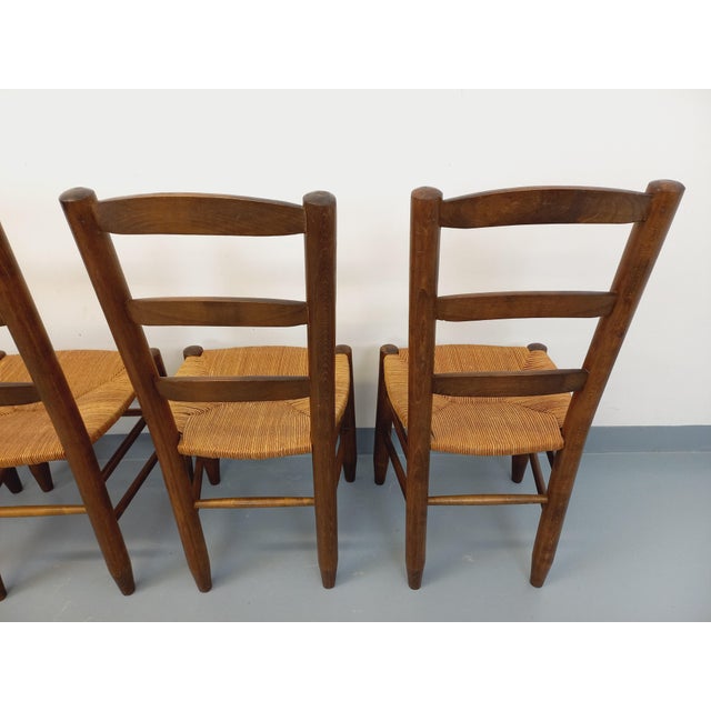 Vintage Brutalist Chairs in Wood and Straw, 1960s, Set of 4 For Sale - Image 18 of 18