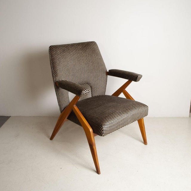 Armchairs with Wooden Structure & Velvet Upholstery by Antonio Gorgone, 1950s, Set of 3 For Sale - Image 10 of 14