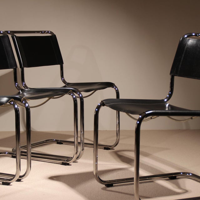 Description for sale is an elegant set of four legendary s 33 cantilever chairs, designed by mart stam and manufactured by...