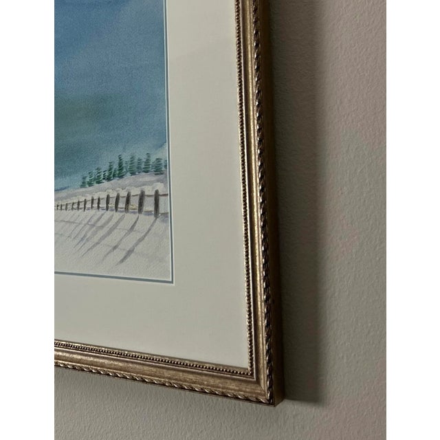 Transitional Late 20th Century Serene Snow Watercolor, Framed For Sale - Image 3 of 6