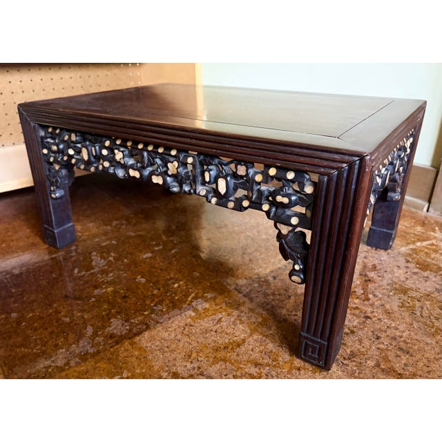 Vintage Chinese Qing Rosewood With Mother of Pearl Inlaid Low Alter Table For Sale - Image 11 of 11