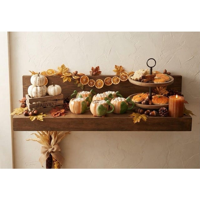 Late 20th Century Set of 7 Hand-Painted Ceramic Pumpkin Mugs / Cups for Fall Tableware Thanksgiving or Halloween - See Pictures for Inspiration! For Sale - Image 5 of 8