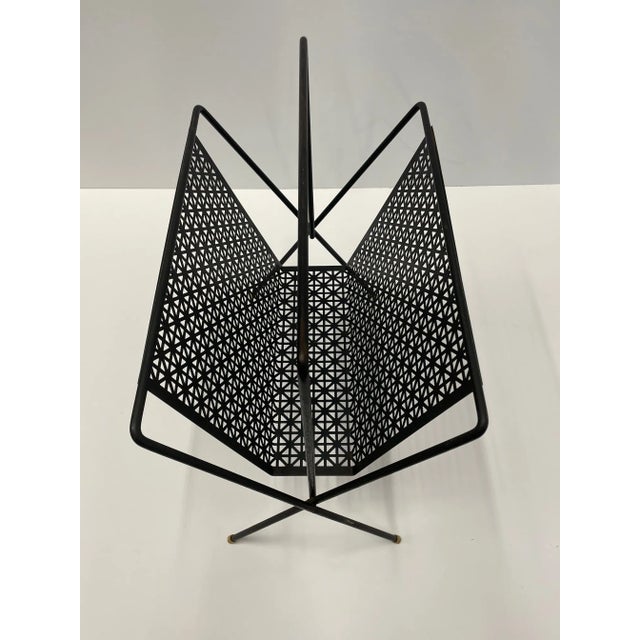 Metal Mid-Century Modern Black Iron Magazine Rack For Sale - Image 7 of 9