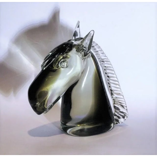 1970s Vintage Murano Glass Horse Head Signed Sculpture For Sale In Miami - Image 6 of 6