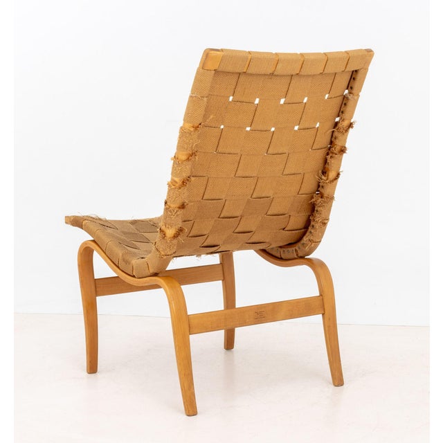 Wood Bruno Mathsson "Eva" Woven Cotton and Beech Side Chair For Sale - Image 7 of 9