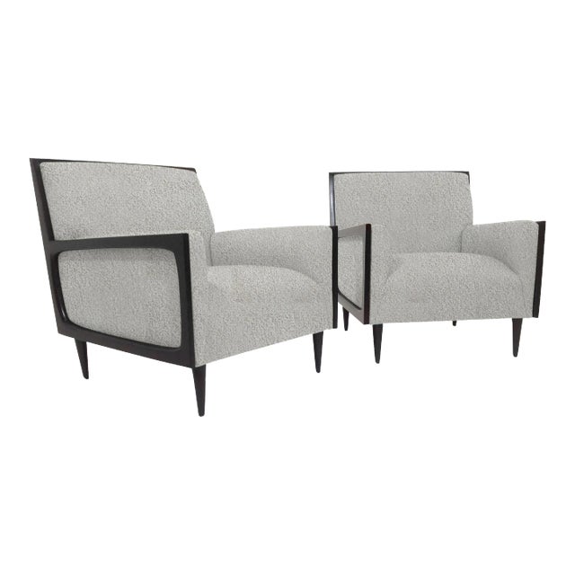 1980s Vintage Boulce Fabric Mid-Century Style Lounge Chairs - a Pair For Sale