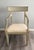 Gorgeous, “Elgin Major” klismos-style painted and parcel-gilt wood armchair by Niermann Weeks. Light blue paint finsh with...