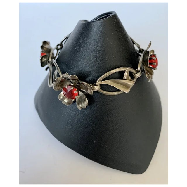 Mid 20th Century Mid 20th Century Sterling Floral Link Bracelet For Sale - Image 5 of 11