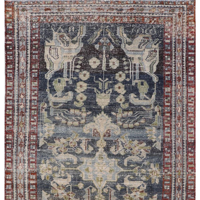 Measures: 4'0"X6'7" Antique Persian Hamadan Rug With Elegant Floral and Geometric Design 4'0"x6'7". Keivan Woven Arts/...