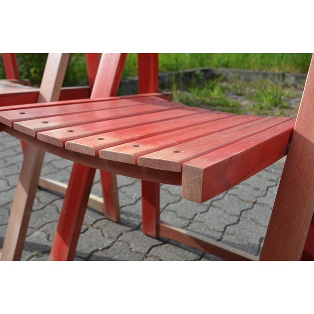 Mid-Century Folding Chairs in Red Beech, Set of 6 For Sale - Image 14 of 18