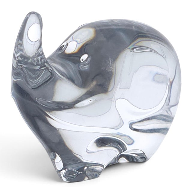 Glass VTG Baccarat Lead Crystal Elephant " Mimi " Trunk Up 3" For Sale - Image 7 of 10