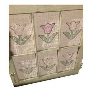 American Quilt in Adorable Quilt Craft and Window frame.1920-30 Quilt Put Into Older Window Frame for a Fun Room Decor. Shabby Chic Look. For Sale