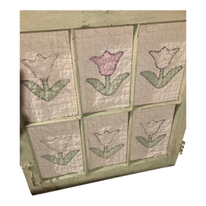 American Quilt in Adorable Quilt Craft and Window frame.1920-30 Quilt Put Into Older Window Frame for a Fun Room Decor. Shabby Chic Look.