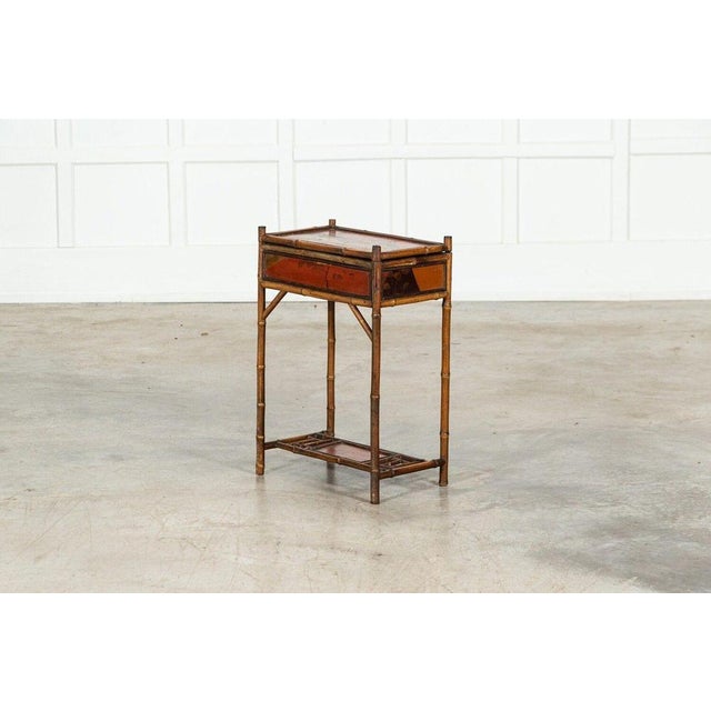 Antique English Bamboo Sewing Side Table, 1910 For Sale - Image 10 of 17