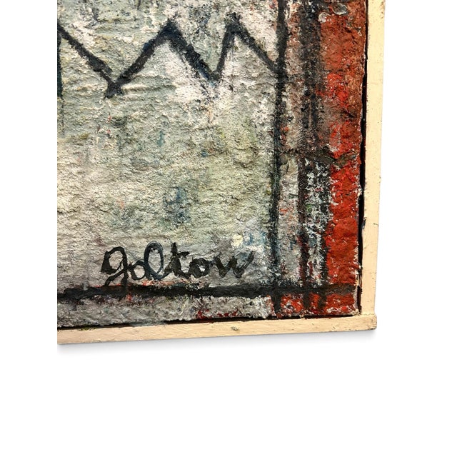 Original mixed media artwork by Herta Galton framed in white painted wood.