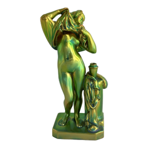 1970s Rare Zsolnay Eosin Porcelain Figurine Woman Disrobing, Mint Condition!