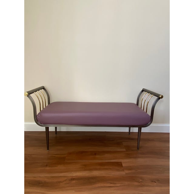 Animal Skin 1980s Design Institute America Steel and Leather Bench For Sale - Image 7 of 12