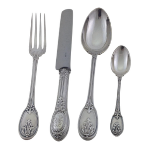 Vintage Sterling Silver 4-Piece Flatware Place-Setting, Grimaldi Pattern by Odiot