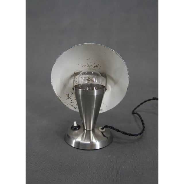 1930s Bauhaus Nickel Mushroom Table Lamp, Czechoslovakia, 1930s For Sale - Image 5 of 11