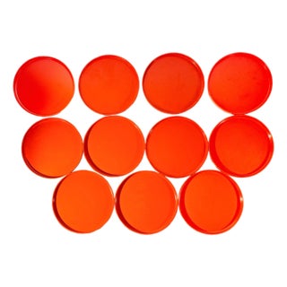 Orange Melamine Stackable Dinner Plates, Set of 11 by Massimo Vignelli for Heller For Sale