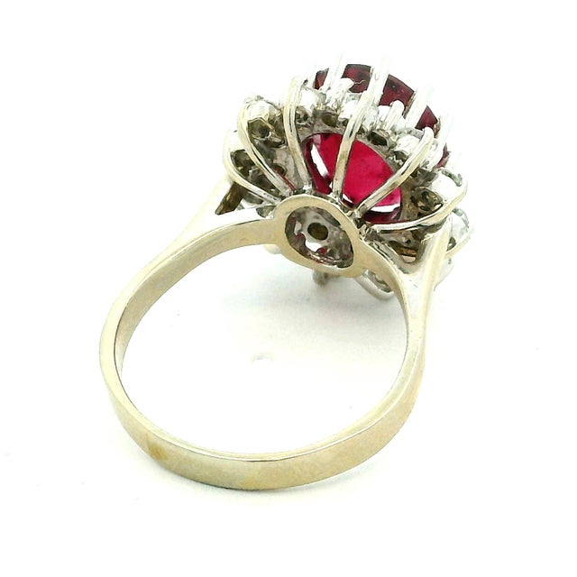 Vintage Pink Tourmaline Diamond Cluster Ring 14k White Gold 4.65 Ct, Size 8 For Sale In Miami - Image 6 of 14