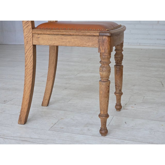 Danish Dining Chairs in Carved Oak and Leather, 1930s, Set of 4 For Sale - Image 15 of 18