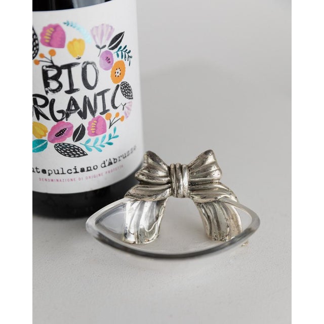 Vintage Bottle Accessories Silver-Plated Bows, Set of 2 For Sale - Image 5 of 11