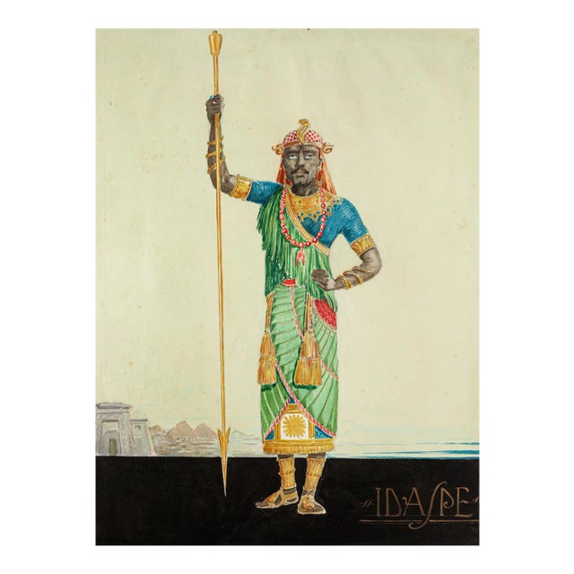 Idaspe - Original Watercolor by M. Molinari - 1920s 1923 ca. For Sale