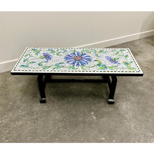 Wrought Iron Handmade Mosaic Coffee Table, France, 1960s For Sale - Image 5 of 11
