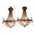 1970 French Louis XVI Gold Bronze Deer Head Chandeliers Pair For Sale